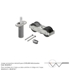 STAR FOLD XL - Jgo. de accesorios para puertas correderas plegables hasta 6 hojas de máx. 125 Kg. Sin guía en el suelo.