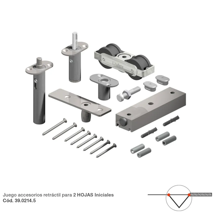 STAR FOLD XL - Jgo. de accesorios para puertas correderas plegables hasta 6 hojas de máx. 125 Kg. Sin guía en el suelo.