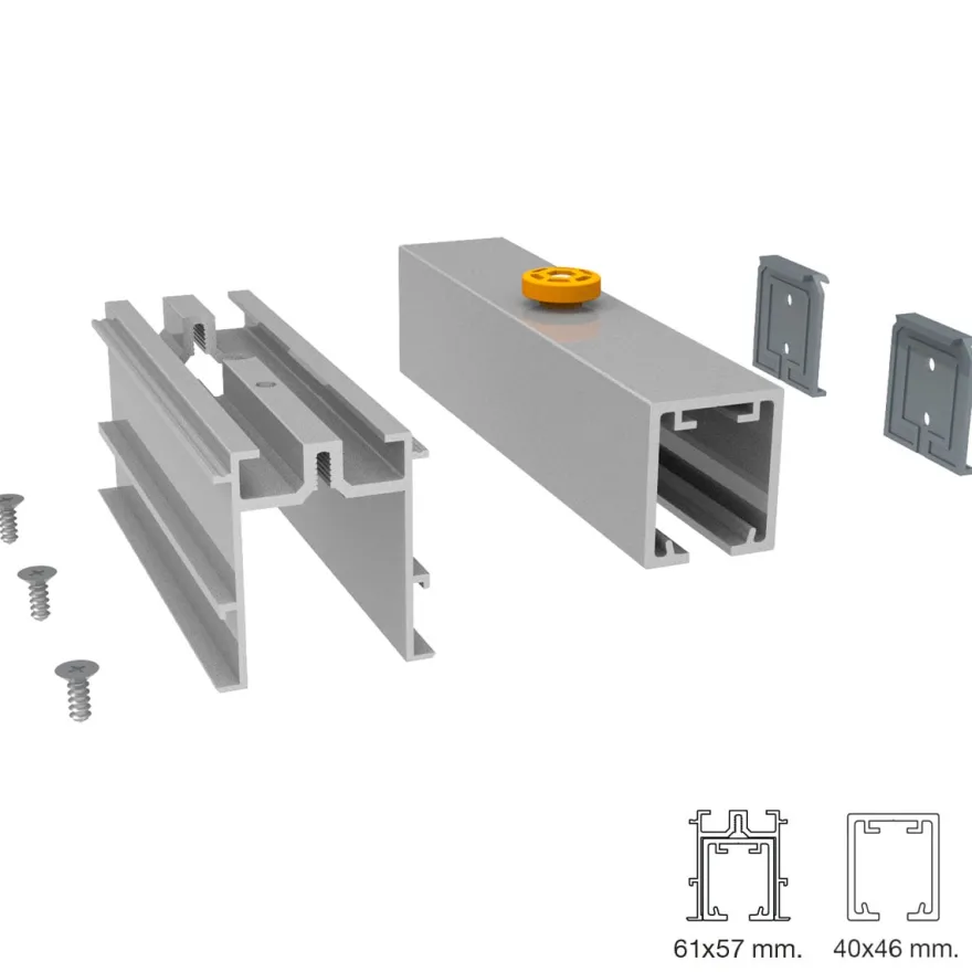 STAR XL CON FUNDA FT ENTRE MUROS - Guía oculta con funda de instalación entre tabiques para hojas de 110 a 160 Kg.