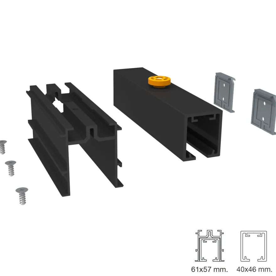STAR XL CON FUNDA FT ENTRE MUROS - Guía oculta con funda de instalación entre tabiques para hojas de 110 a 160 Kg.