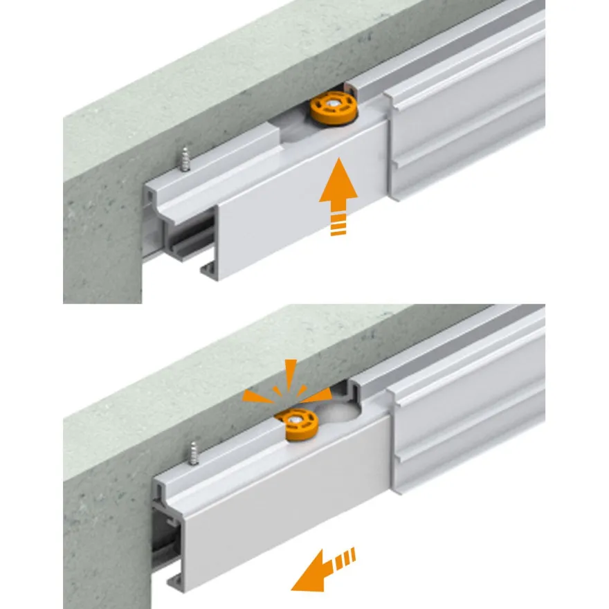 STAR XL CON FUNDA FT ENTRE MUROS - Guía oculta con funda de instalación entre tabiques para hojas de 110 a 160 Kg.