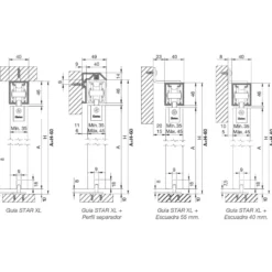 STAR XL - Guía vista para puertas correderas de 110 a 160 Kg.