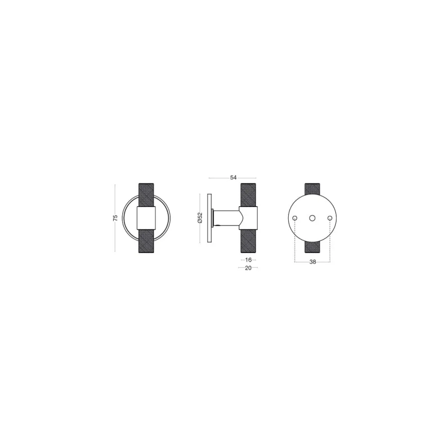 STOUT WATCH KN T FIX - Pomo fijo de roseta redonda con grabado de diamantes