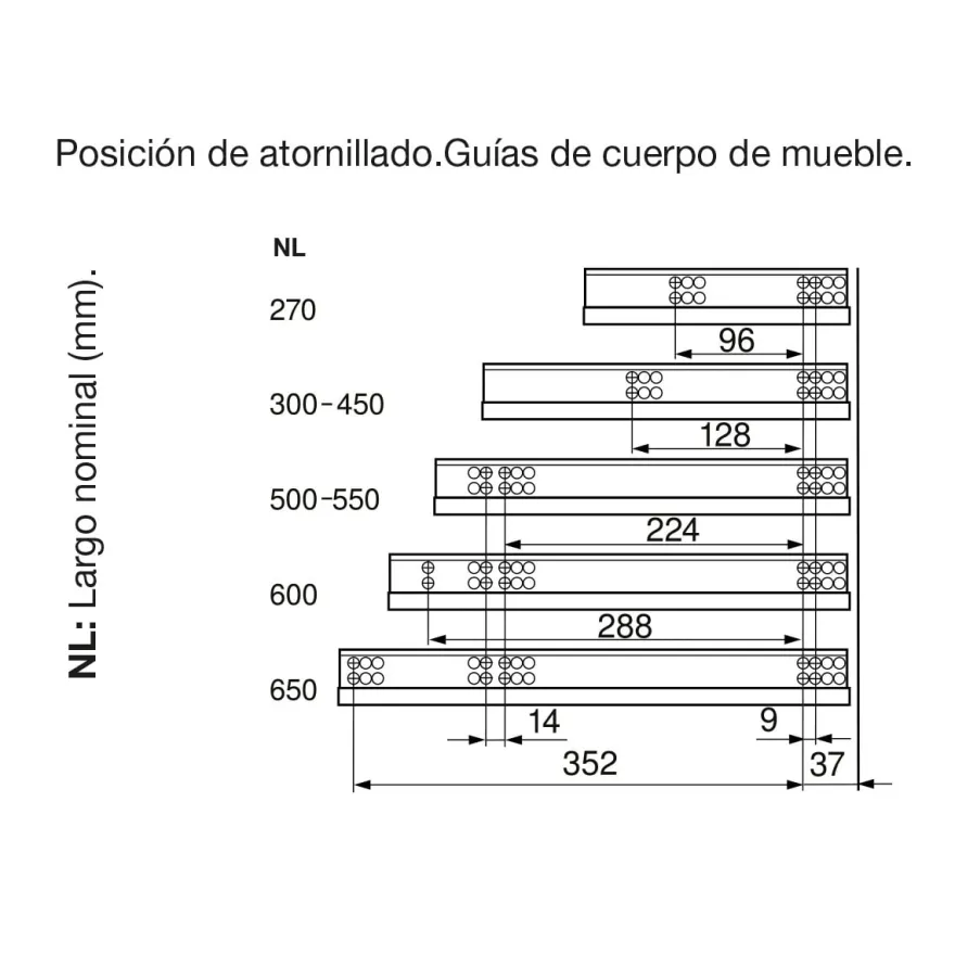 TANDEM - Guía de extracción parcial con apertura por expulsión TIP-ON integrado para instalación con gatillos