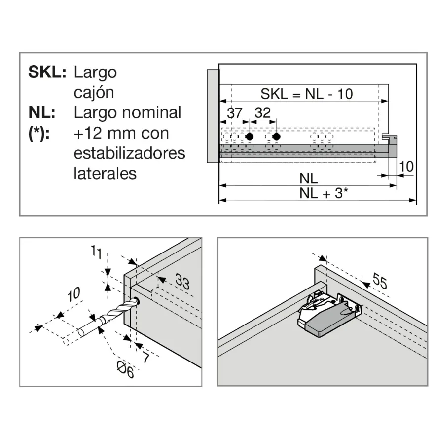 TANDEM PLUS - Guía de extracción total con apertura por expulsión TIP-ON integrado para instalación con gatillos