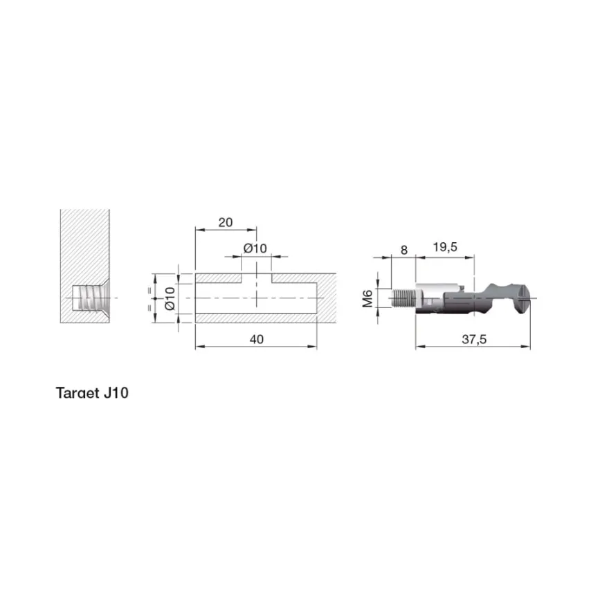 TARGET J10 y J12 - Ensamble para paneles de 16 a 19 mm