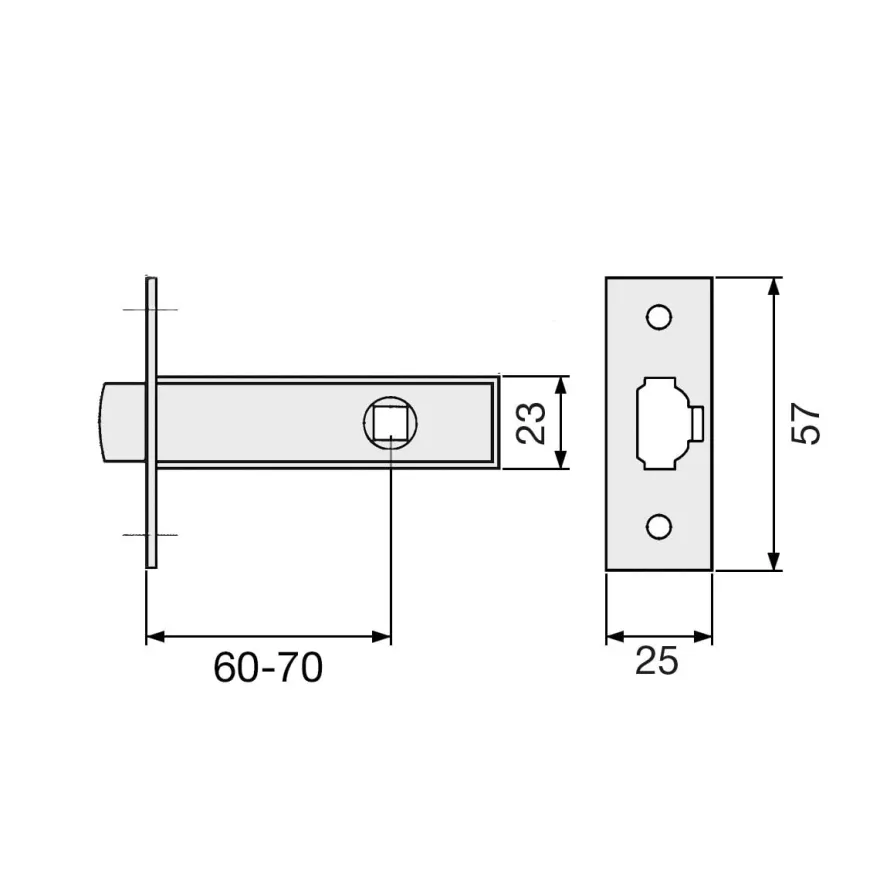 TESA PO30 - Picaporte tubular para cuadradillo