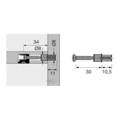 Tirante directo a madera para excéntrica RAXTEX