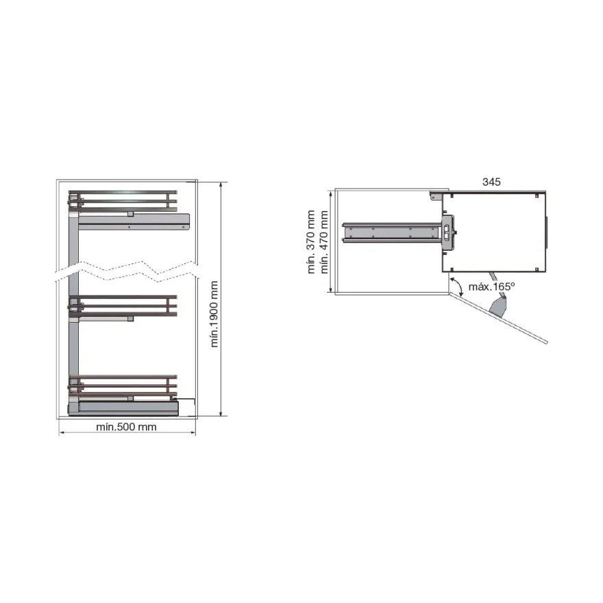 TITÁN Línea FLAT - Columna despensero extraíble Cromo/Blanco