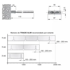 TRIADE SLIM - Portaestante oculto para embutir al canto