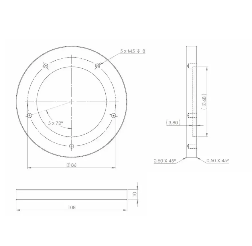 TWISTER - Placa angular inclinable para fijación de patas Ø60