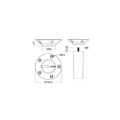 TWISTER - Placa angular inclinable para fijación de patas Ø60
