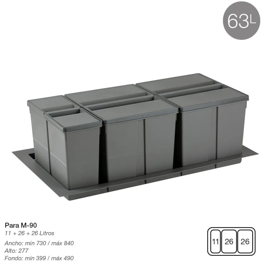 9XL - Cubos de basura de 2, 3 o 4 cubos
