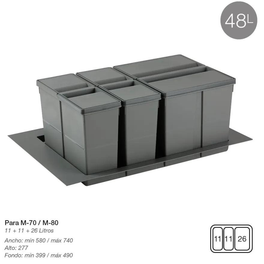 9XL - Cubos de basura de 2, 3 o 4 cubos