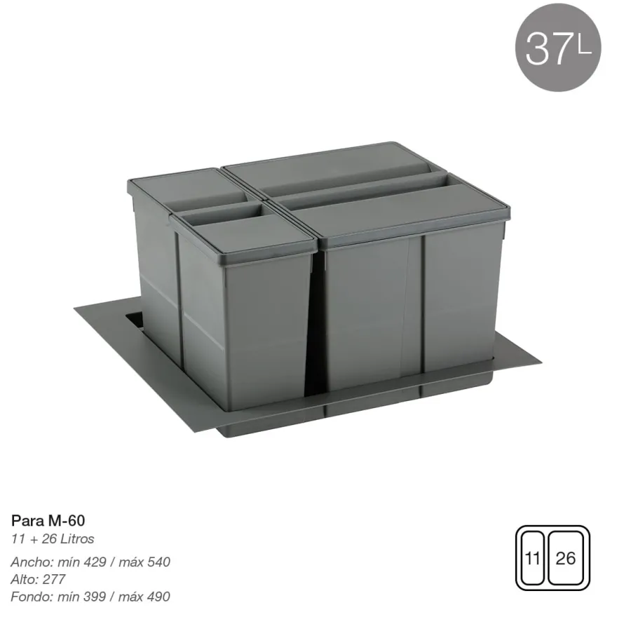 9XL - Cubos de basura de 2, 3 o 4 cubos