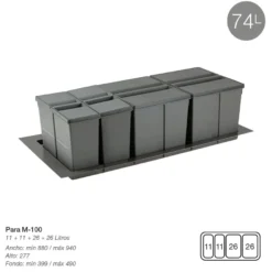 9XL - Cubos de basura de 2, 3 o 4 cubos
