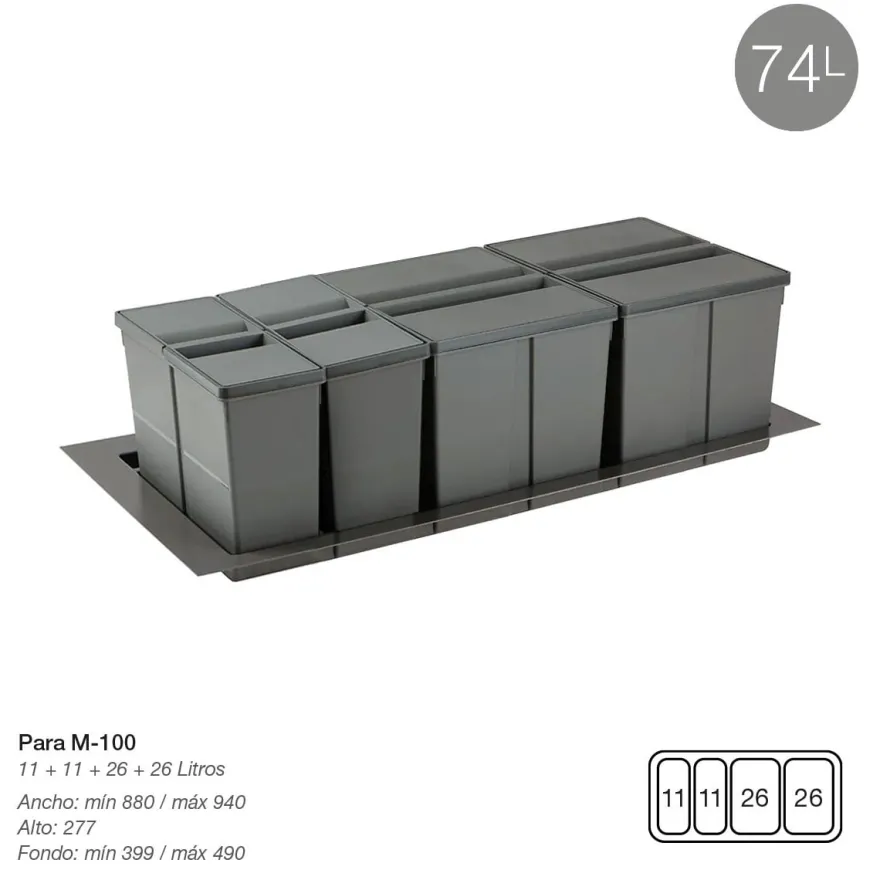 9XL - Cubos de basura de 2, 3 o 4 cubos