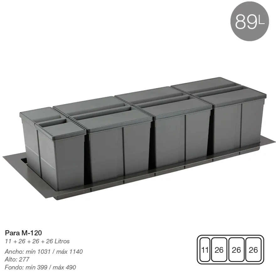 9XL - Cubos de basura de 2, 3 o 4 cubos
