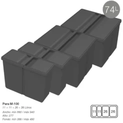 9XL - Cubos de basura de 2, 3 o 4 cubos