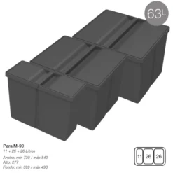 9XL - Cubos de basura de 2, 3 o 4 cubos