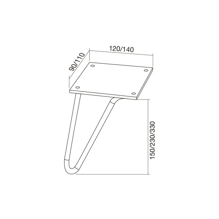 ZOE - Patas tubulares de Ø8 para muebles